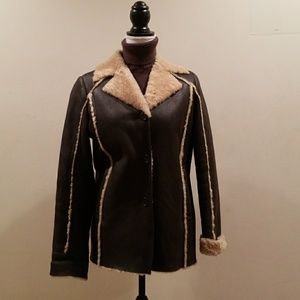 Brown Leather and Shearling Coat